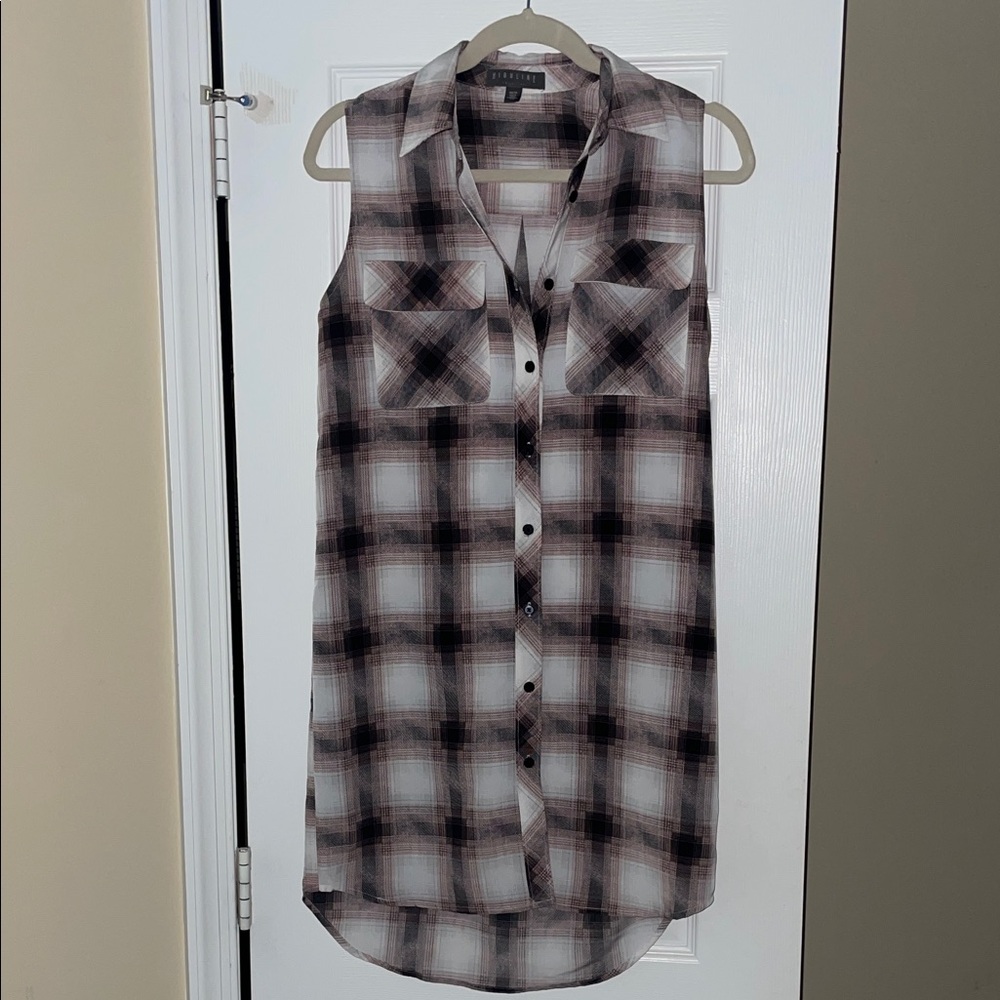 Sleeveless Plaid Shirt Dress